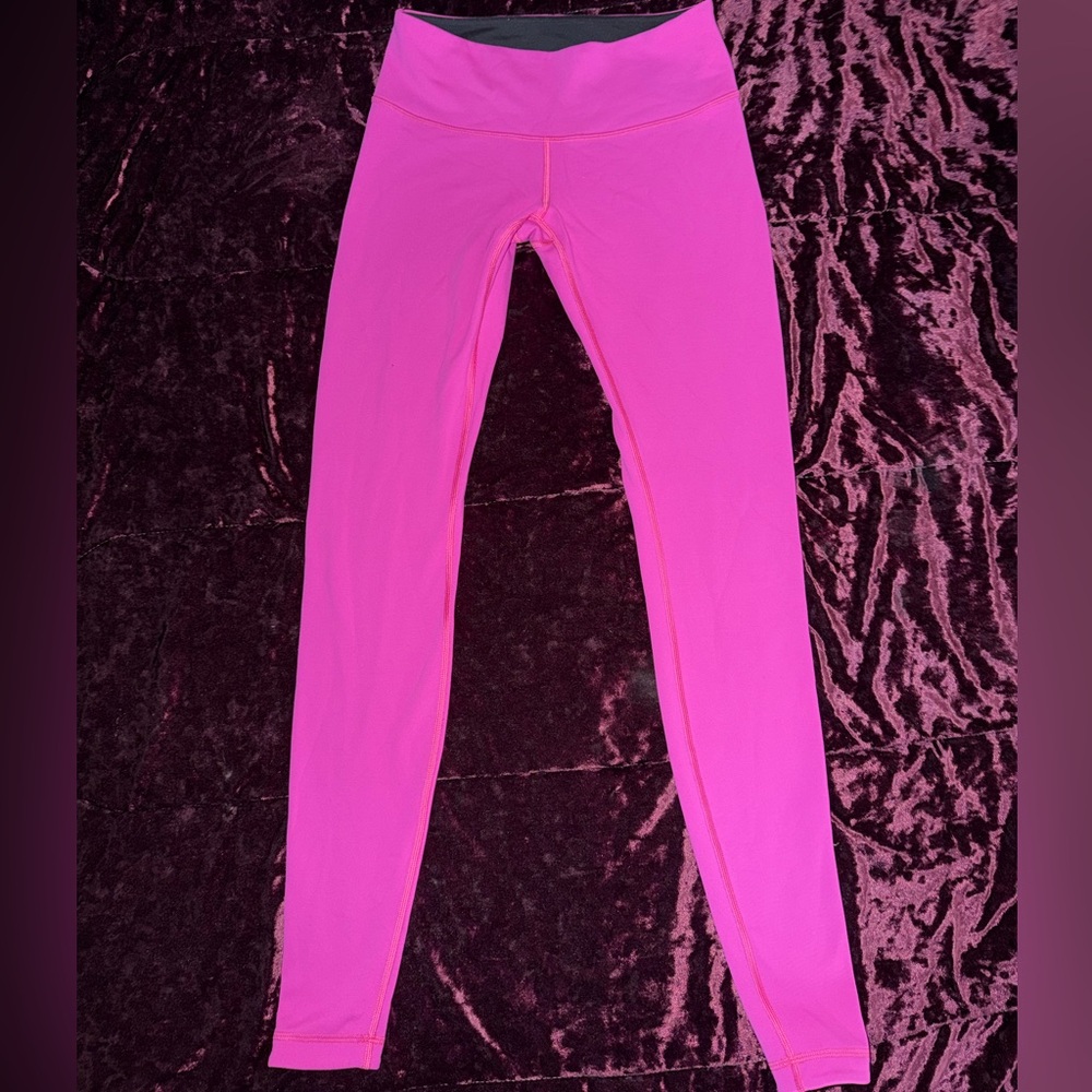 Lululemon Wunder Under Luon Reversible Leggings Black & Raspberry Pink Size 6